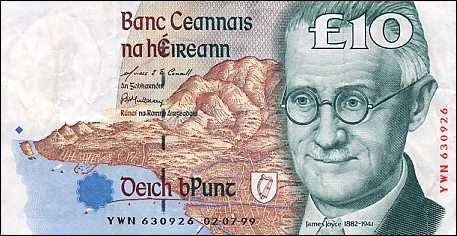 ▲ 아일랜드 지폐에 새겨진 제임스조이스